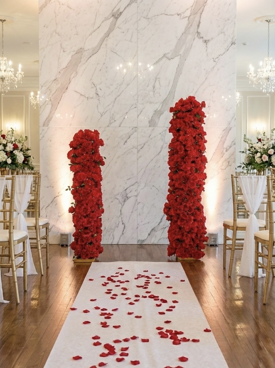 Red Floral Pillars